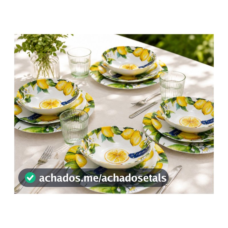 Jogo de Pratos de Melamina 12 Peças Linha Sicília - Limão Siciliano