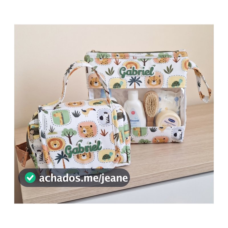 Kit Maternidade Personalizado Infantil | Maleta Porta Fraldas + Necessaire Porta Shampoo Bebê com Nome