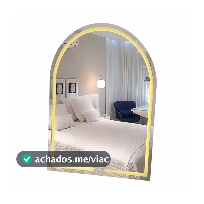 Espelho Oval Penteadeira 3 tons de Led, Jateado e Botão Touch 80x60cm
