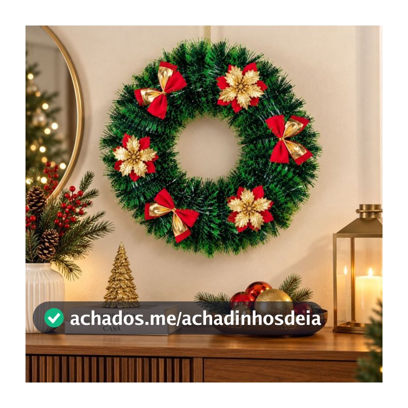 Guirlanda Natal Natalino Enfeite Porta Decoração Janela Vitrine Loja 40cm - Feliz Natal