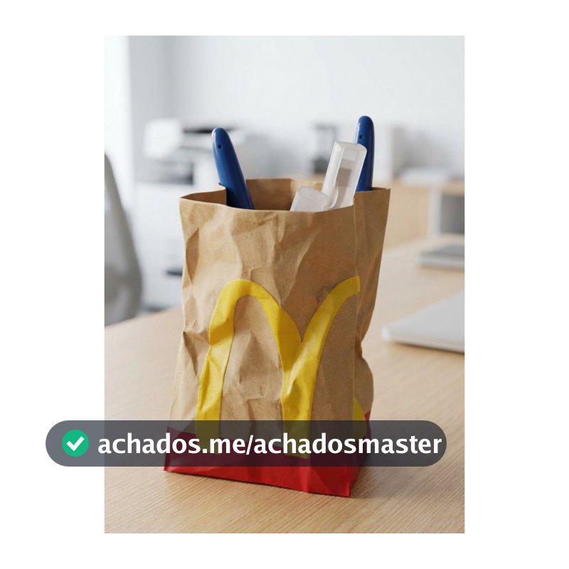 Porta-Canetas Criativo em Formato de Sacola do Mc Donald's | Organizador de Mesa 3D Moderno