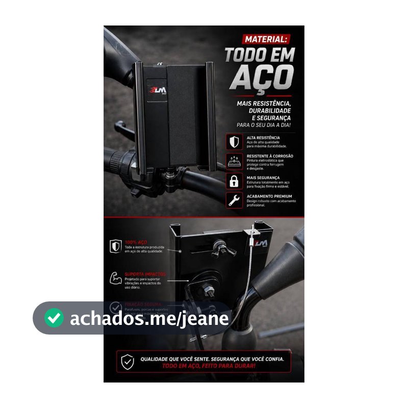 Suporte Celular Moto Aço Reforçado Fixação Retrovisor Universal Articulado Preto LM Race