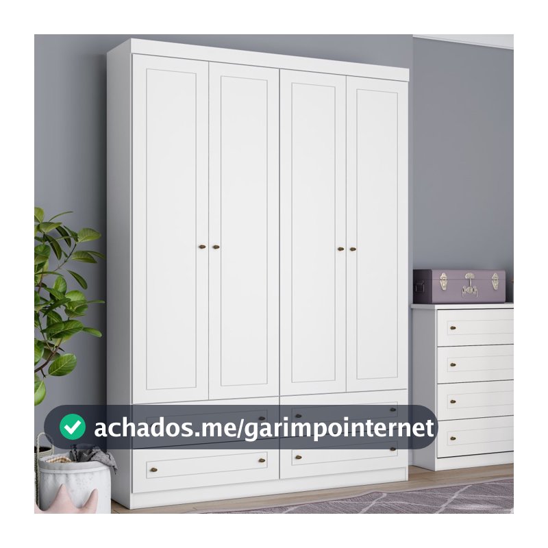 Guarda Roupa Infantil 4 Portas 4 Gavetas Americano Henn