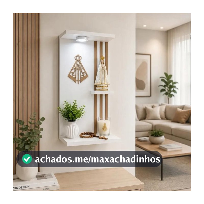 Oratório Ripado 100% Mdf Suporte Parede Nossa Senhora Cantinho Da Oração
