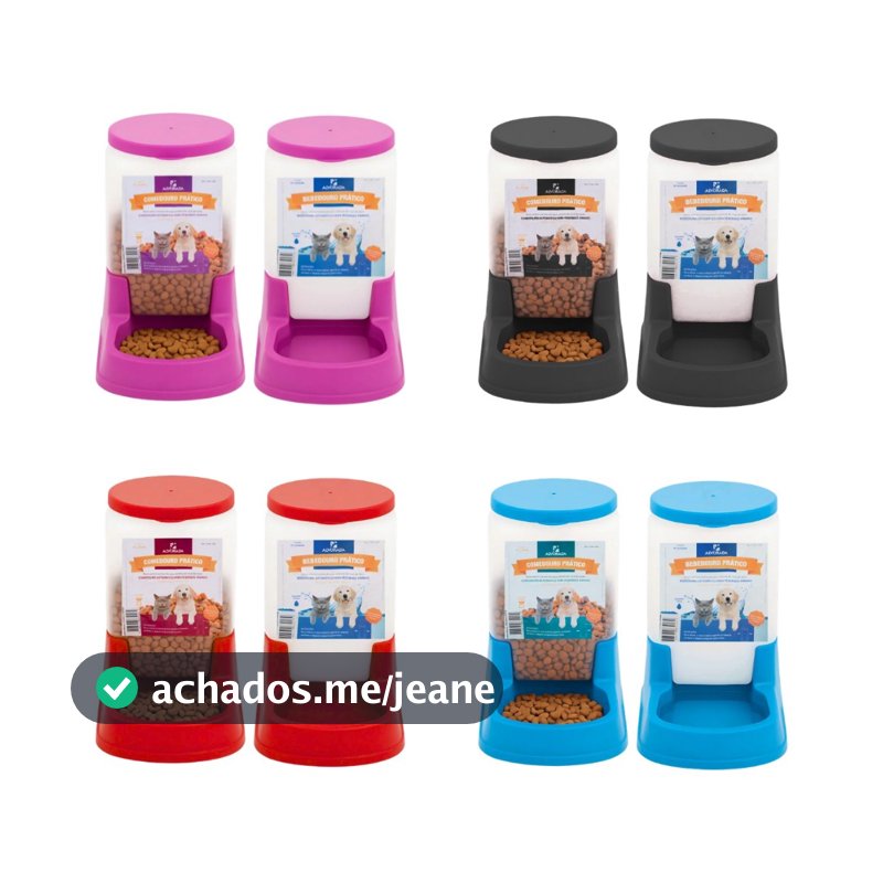 Kit Comedouro 3KG Bebedouro Automático 3L Prático para Cães Gatos Ração Água por Gravidade Alvorada