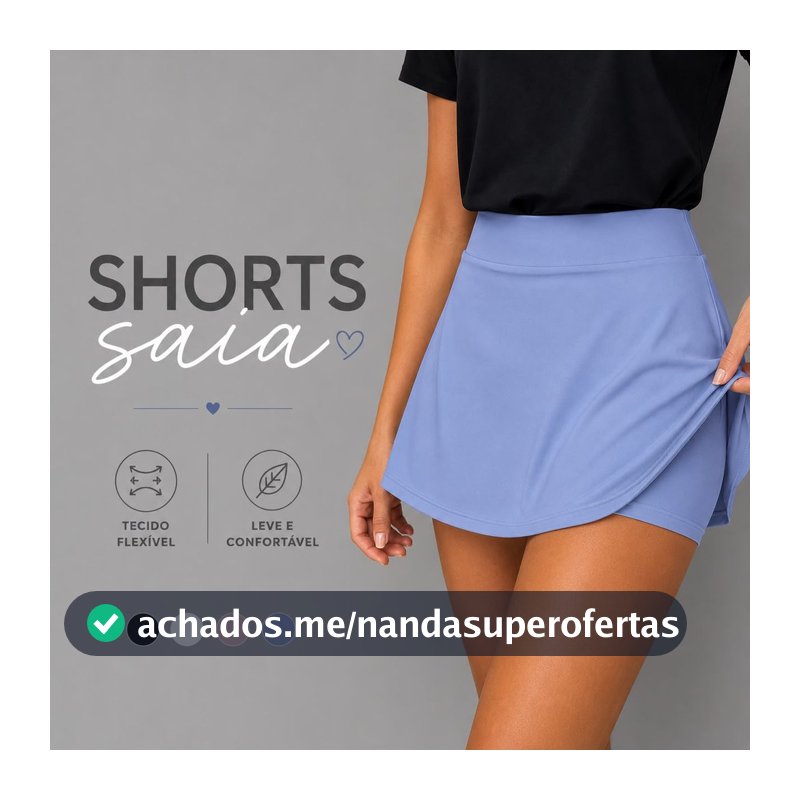 Short Saia Academia Feminino Poliamida Legging Fitness Slim