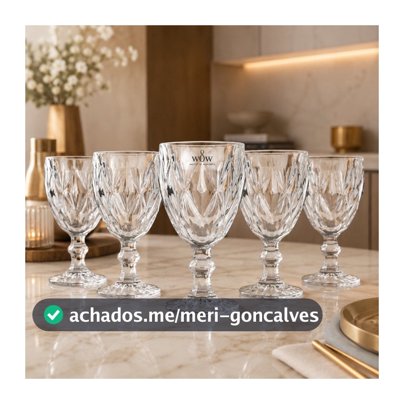 Jogo De Taças De Vidro Diamond Cristal 325ml 6 Peças