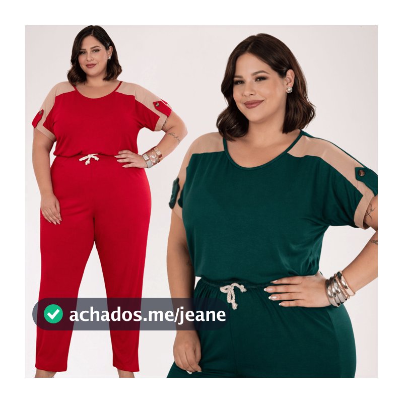 Conjunto Plus Size Feminino Longo Calça Pantalona Blusa Manga Curta Bicolor Confortável Casual Elegante