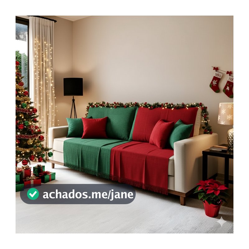 Kit 2 Mantas para Sofá 210x120 Natal Manta Natalina de Sofá Decoração Grande 100% Algodão Protetor Poltrona