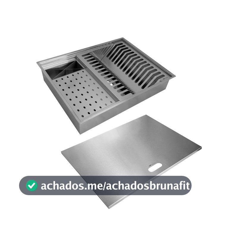 Calha Canal organizador Úmido de Cozinha com Tampa Inox 304 c/ 3 módulos 50x40 - Tubrax