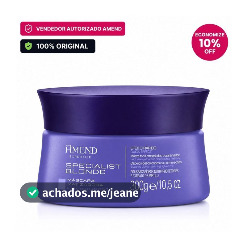 Máscara Matizadora Amend Cosmetics specialist Blonde 300G Efeito Rápido