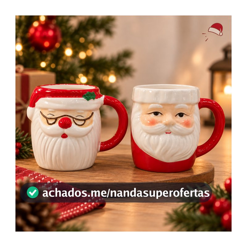 Caneca de Natal porcelana papai noel 330 ml.