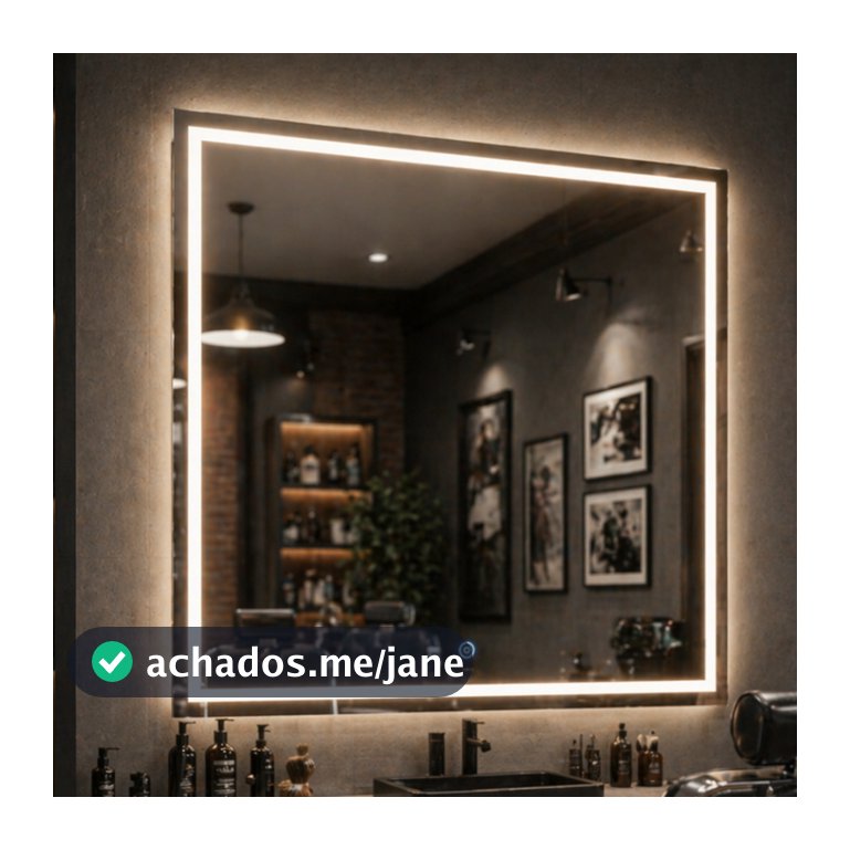 Espelho com LED Mais Forte Quadrado Jateado Touch 3 Cores Lapidado Vários Tamanhos Banheiro Luxo