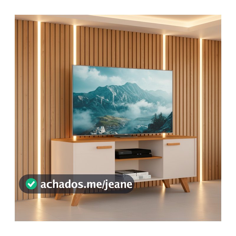 Rack Rebeca para Sala Estante TV Moderna até 50″ com Prateleiras 02 Portas