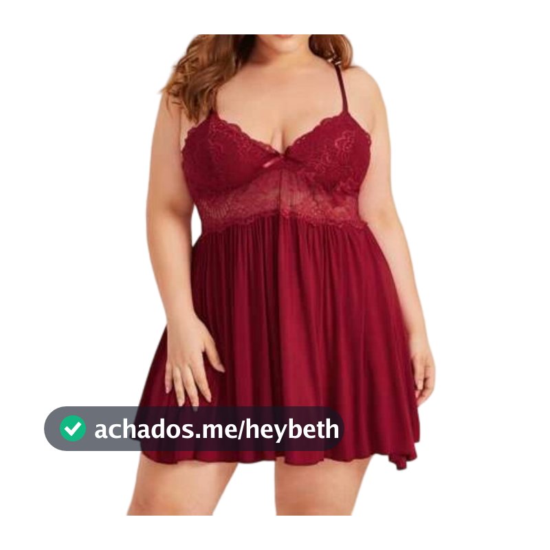 Camisola Plus Size Sensual Sem Bojo Detalhe em Renda Lingerie Feminina Pijama Sexy Linha Noite