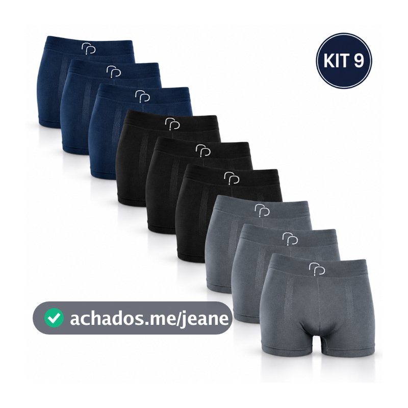Kit 9 Cuecas Boxer Masculina Microfibra Sem Costura Adulto Elastano Lisa