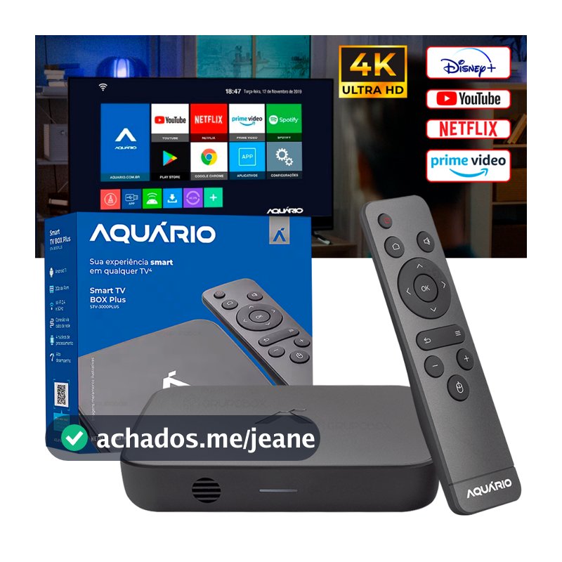 Smart Box TV Aquário STV-3000 Plus 4K Android 11 Wi-Fi HDMI RCA Original NF