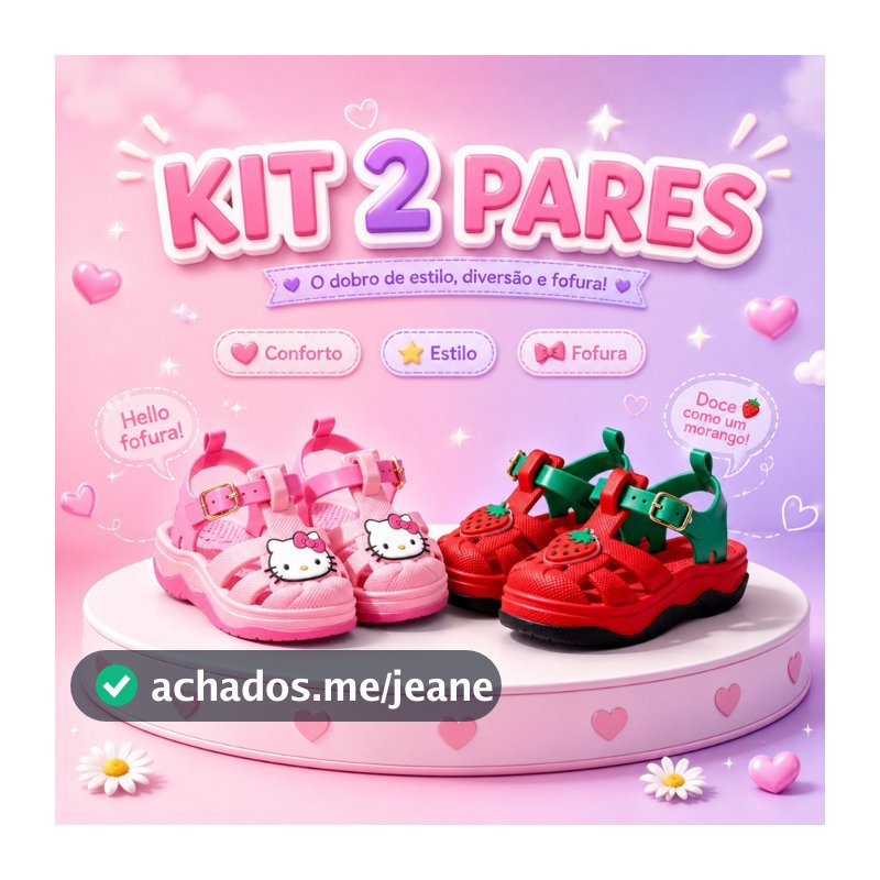 Kit 2 Pares Sandália Menina Papete Confortável Para Caminhada