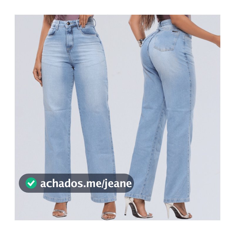 Wide Leg Jeans Pantalona Feminina Calça Cintura Alta 100% Algodao Sem Lycra