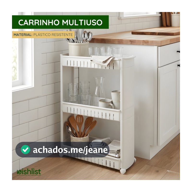 Carrinho Multiuso Organizador Com Rodinhas Prateleiras Lavanderia Cozinha