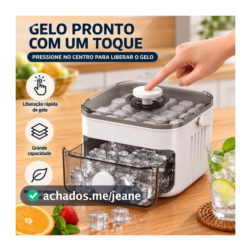 Forma de Gelo Manual com Coletor e Tampa Fácil de Desenformar Grande Capacidade