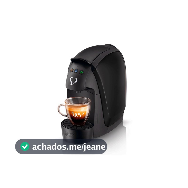 Cafeteira Elétrica TRES Luna Preta 127V Máquina de Café Expresso Multibebidas Compacta Cápsulas TRES 3 Corações