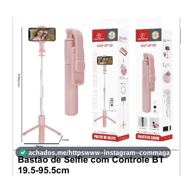 Tripé Selfie Stick Extensível com Controle Remoto Sem Fio para Grupos de Selfies e Streaming ao Vivo