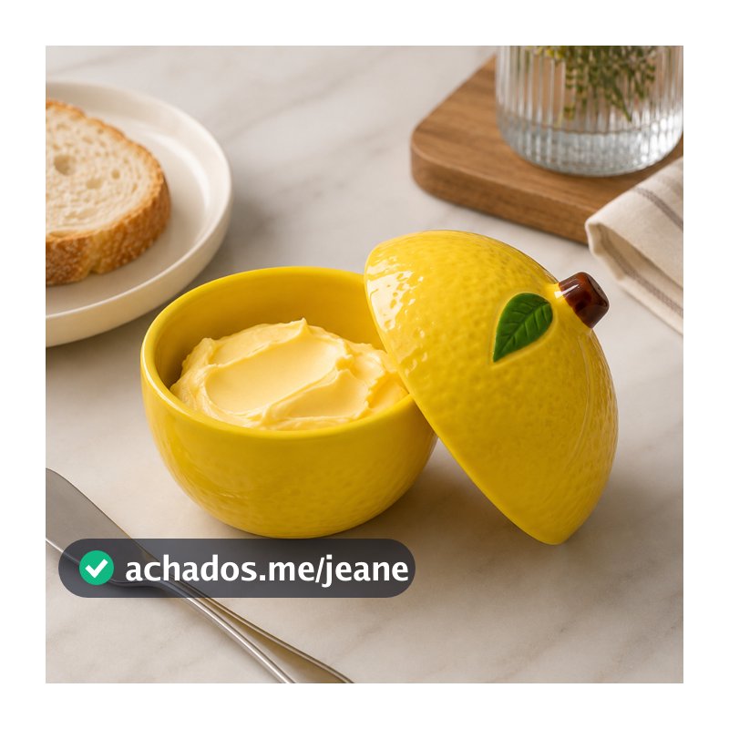 Pote Limão Siciliano Cerâmica Potiche Fruta com Tampa Multiuso Mantegueira Molheira Porta Tempero Porta Joias