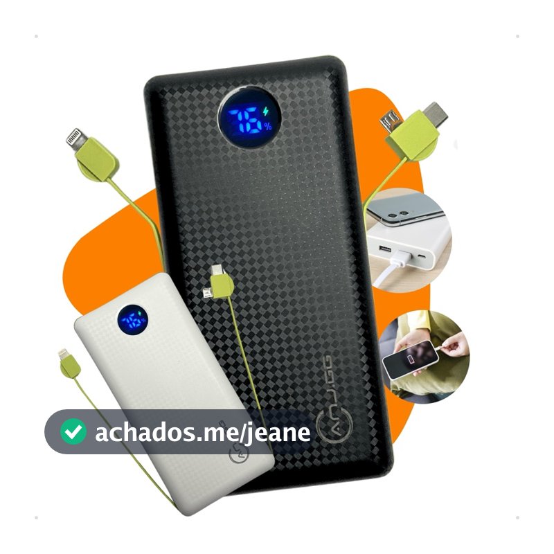 Carregador Portátil Turbo 20000mah Power Bank Universal Com Indicador De Bateria Original