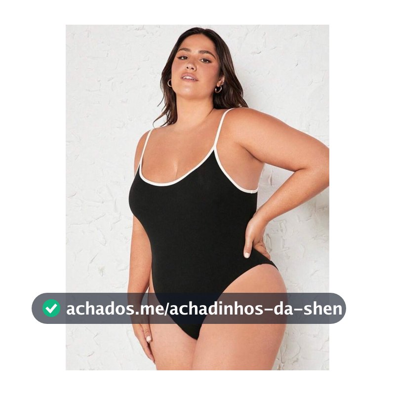 Body maiô Plus Binding De Contraste Bodysuit Cami