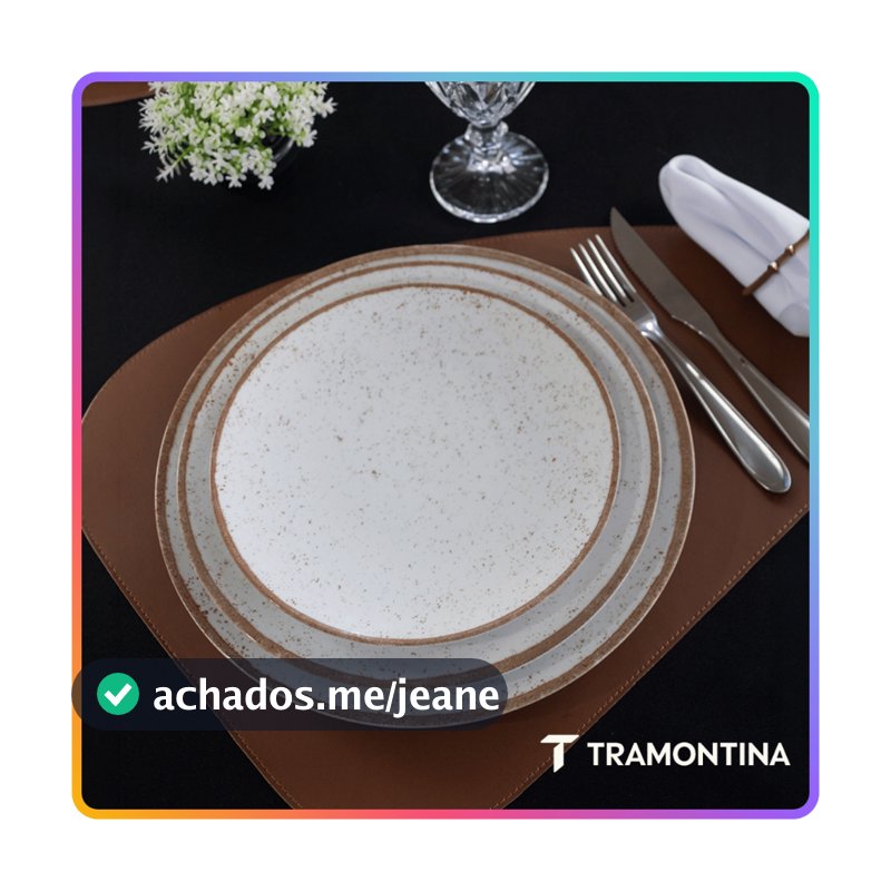 Jogo de Pratos Jantar Rústico Marrom Tramontina Porcelana Conjunto de Pratos Raso, Prato Fundo e Sobremesa Opções de Kit
