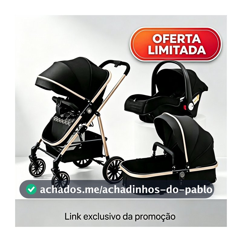 Carrinho de Bebê 3 em 1 Completo – Inclui Moisés e Bebê Conforto