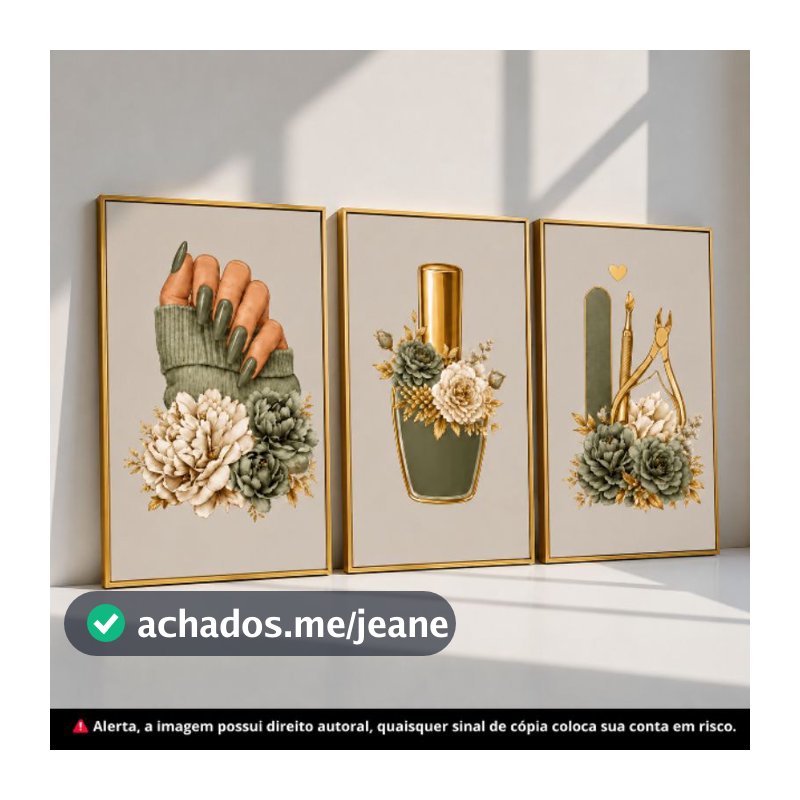 Kit 3 Peças Quadros Decorativos Salão manicure