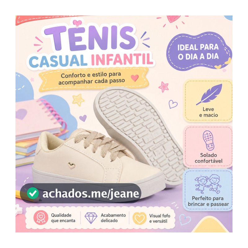 Tênis Infantil Feminino Branco Rosa Leve Macio Estilo Fashion Ideal Para Escola E Passeio