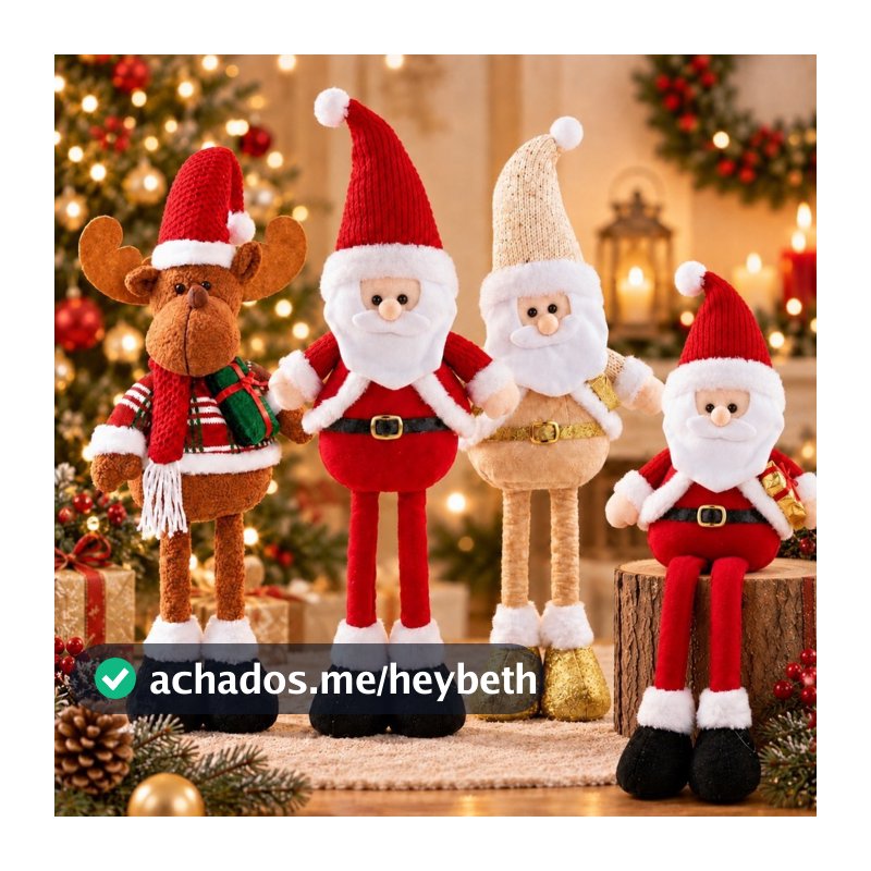 Papai noel Retrátil Boneco Decorativo Natal Rena Pernas Flexíveis Expansível Decoração Natalina
