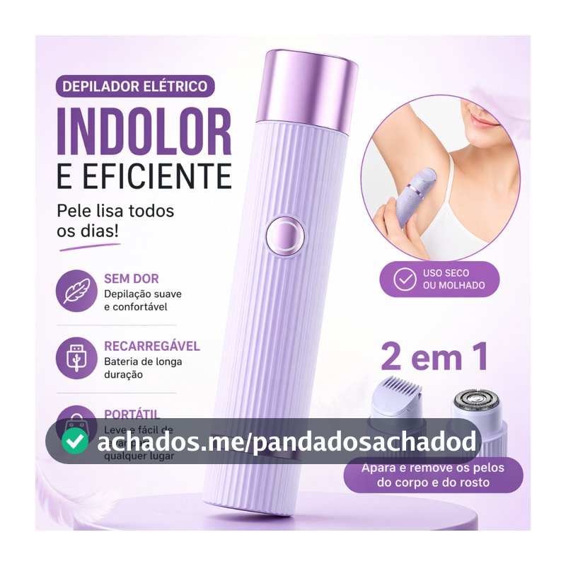 Depilador Removedor de Pelos Facial e Corporal – Sem Fio Recarregável Portátil Indolor