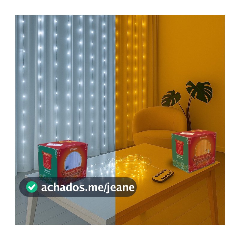 Cortina de Fio de Fada 300 LED 3X3M 8 Modos USB C/ Controle Enfeite de Natal Decoração Loja Casa