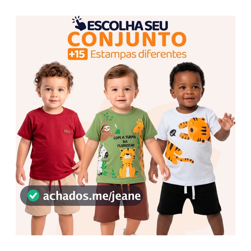 Conjunto Bebê Masculino Menino Infantil Verão Manga Curta Tamanho 1 ao 8 - Roupa para Bebê Masculino L01