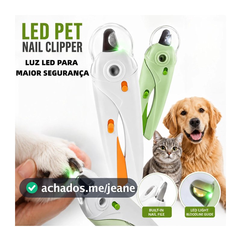 Cortador de Unha Pet com Luz LED para Cachorro e Gato Alicate Profissional