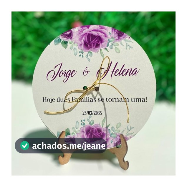 PORTA ALIANÇA PARA CASAMENTO PERSONALIZADO COM FLORES ROXA (LAVANDA) EM MDF