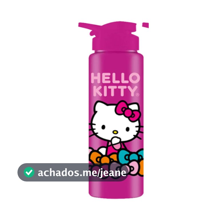 Garrafa Plástica 750ml Hello Kitty Rosa Tampa com Bico Retrátil Ideal para Crianças e Passeios