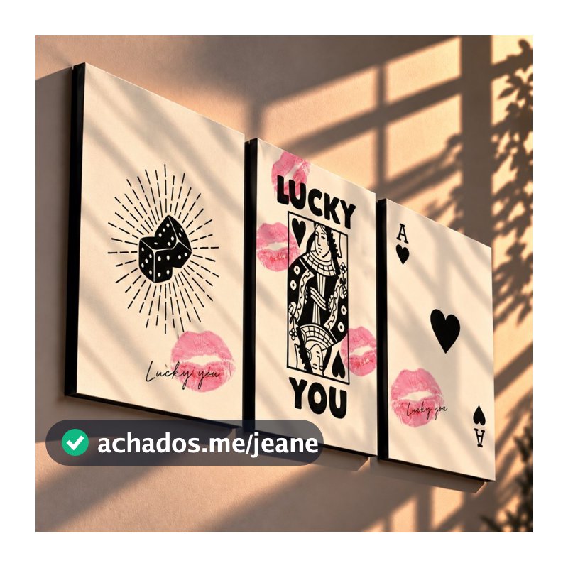 Quadro decorativo cartas Baralho Rainha de Copas decoração casa quarto sala interiores sala quarto 40x60