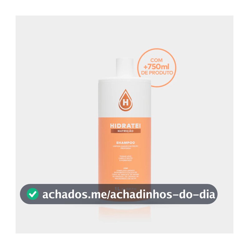 Shampoo Nutrição 1L Hidratei | Nutrição Profunda para Cabelos Ressecados