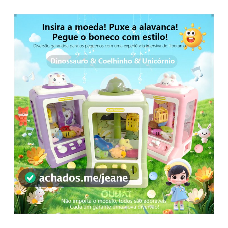 Maquininha Pegar Ursinho c/ Prêmios - Jogo Garra Infantil | Presente Aniversário