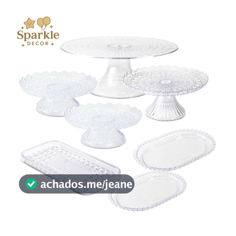 Kit Boleira Cone Esmeralda 32cm + 2 Cake Esmeralda 19x07 + 1 Cake Renda Esmeralda 22+ 2 Bandj Perola + 1 Bandj Esmeralda