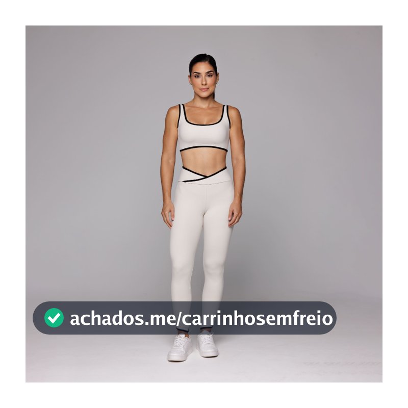 Conjunto Academia Kate Fitness Feminino Top Alta Sustentação e Calça Legging Cós Cruzado Coleção Duo