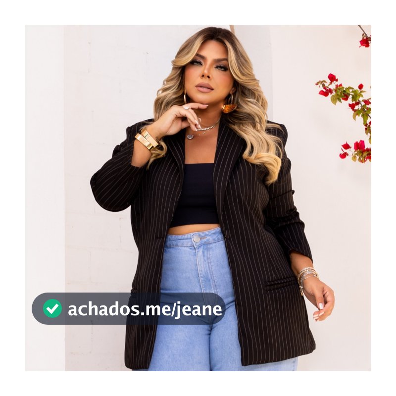 Blazer Feminino Alfaiataria Risca De Giz Plus Size Terninho