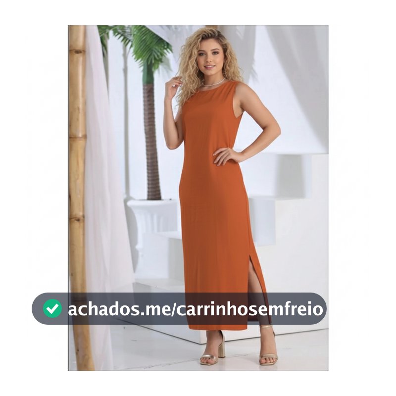 Vestido Feminino Em Linho Elegante Alça Larga Com Fenda Moda Clássica Verão