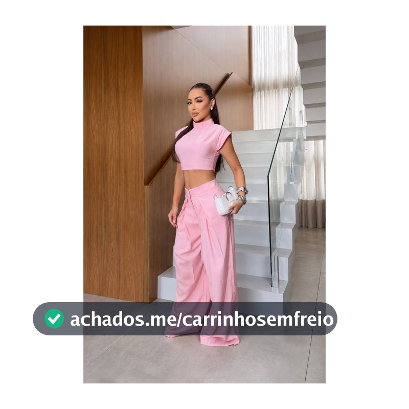 Conjunto Feminino Verão 2027 Cropped Gola Alta e Calça Pantalona Cintura Alta Elegante Alfaiataria Moda Casual Chic