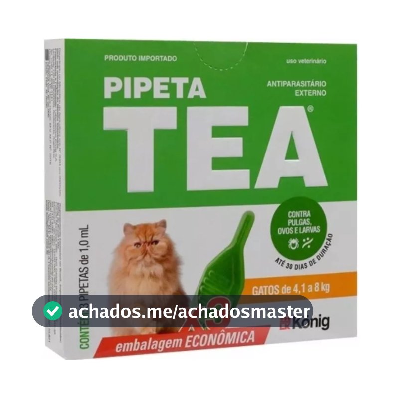 Antipulgas TEA Gatos Pipeta X 3 unid 4,1 até 8KG 1ML Konig